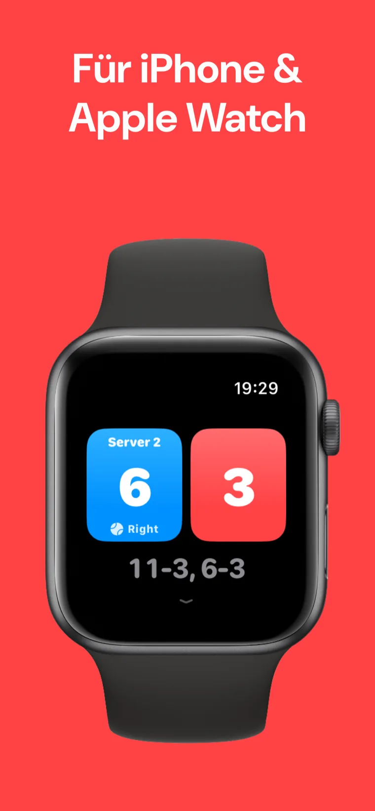 Für iPhone & Apple Watch — Pickleball Spielstand auf der Apple Watch mit Schnelles Match, Match anpassen und Verlauf Optionen