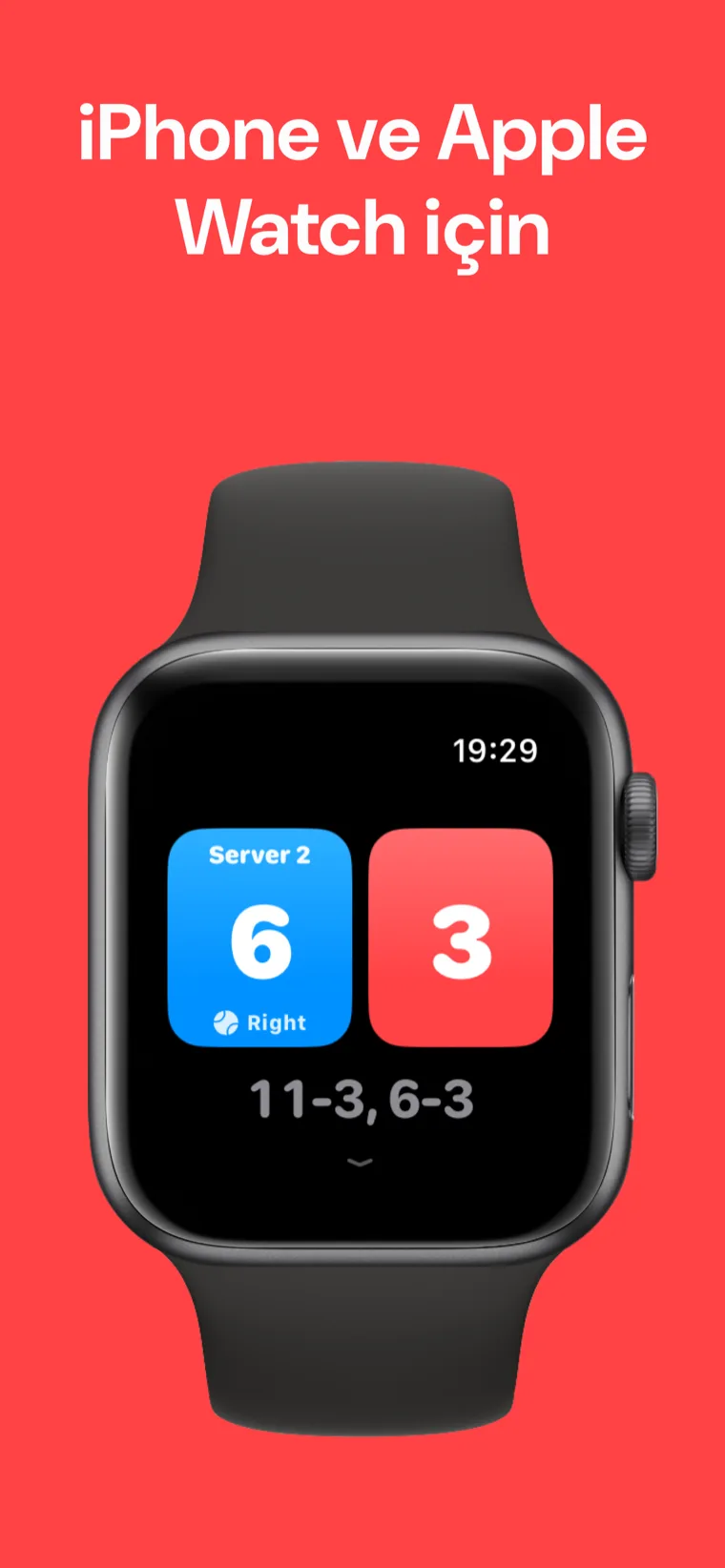 iPhone ve Apple Watch için — Apple Watch'ta Pickleball Skor Tahtası: Hızlı maç, Maçı Özelleştir ve Geçmiş seçenekleriyle